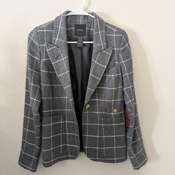 Smythe Patch Pocket Duchess Blazer in Grey Plaid - Size 4 - Picture 1 of 2